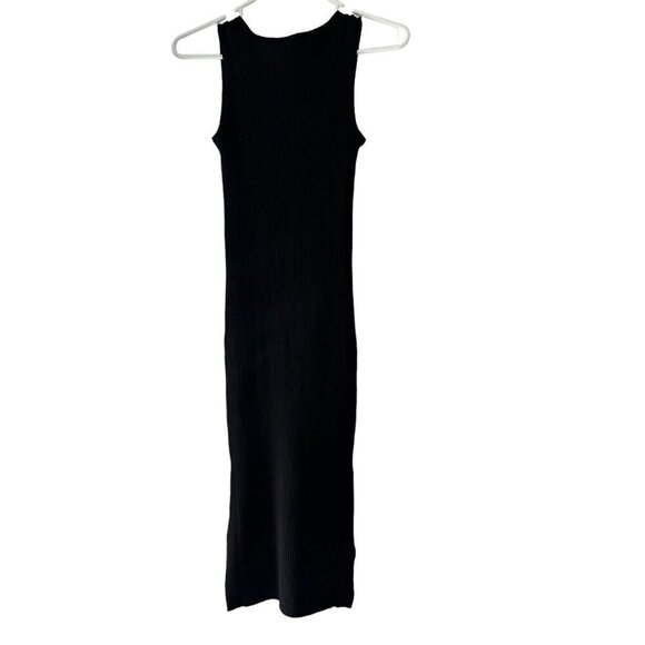 Magaschoni Black Ribbed Knit Tank Midi Dress Women's Minimalist Stretch Small - Picture 2 of 9